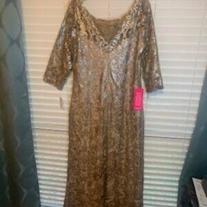 Formal Lace and Sequined Mother of the Bride Gown (Gold and Silver tones)